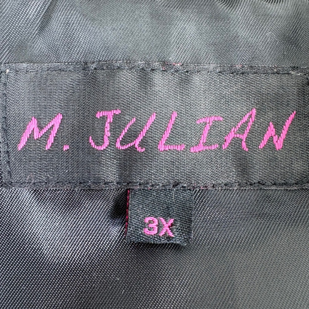 M Julian Womens Black Genuine Leather Lined Blazer Jacket Size 3X Button Front - Picture 5 of 13
